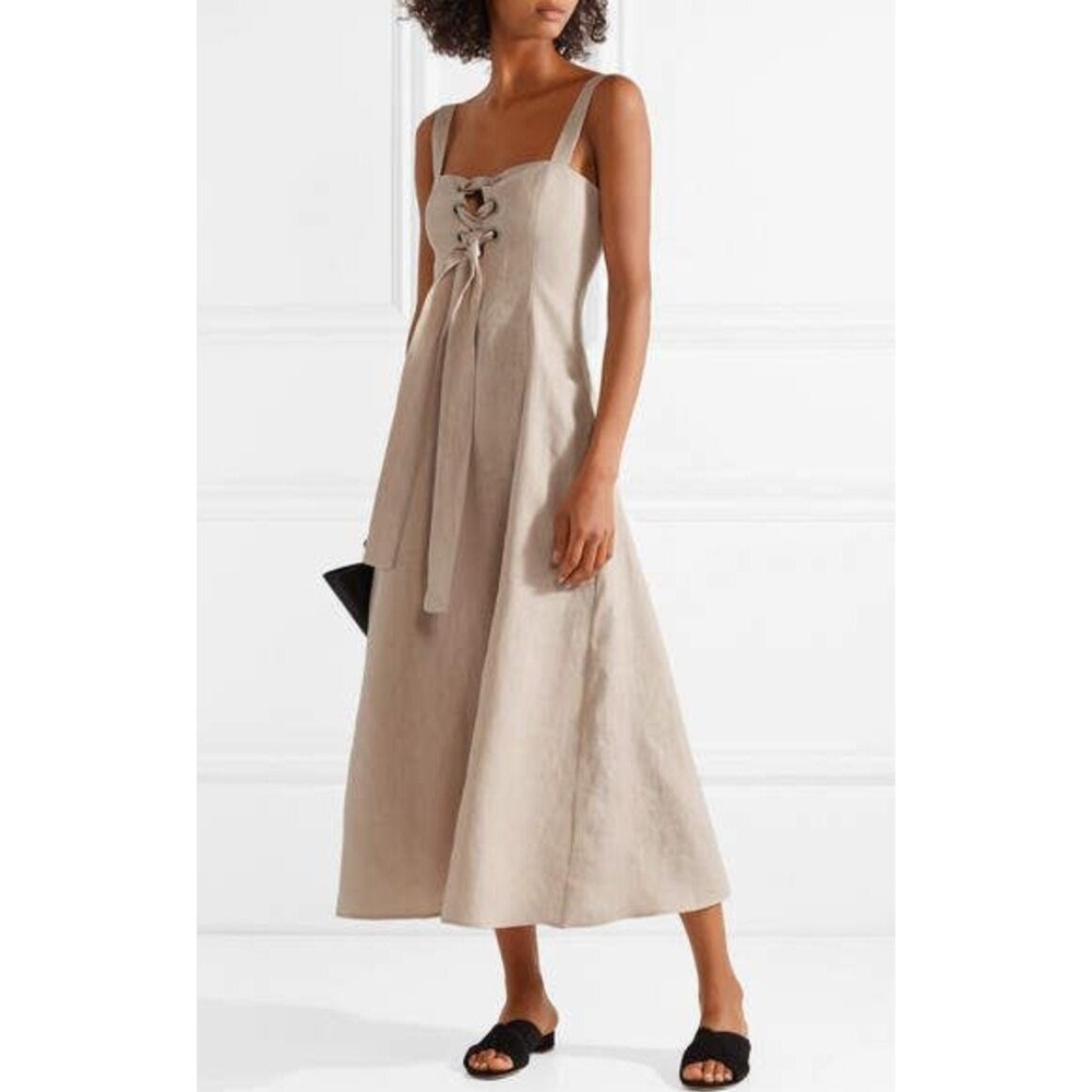 Mara Hoffman Mei beige Lace Up Tank‎ Dress